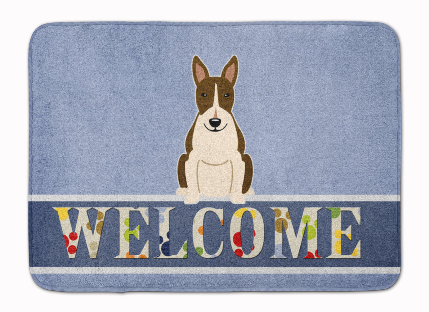 Bull Terrier Dark Brindle Welcome Memory Foam Kitchen Mat Machine Washable Anti-Fatigue Cushion Comfort Bath or Kitchen Rug