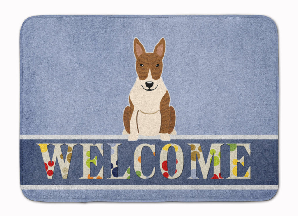 Bull Terrier Brindle Welcome Memory Foam Kitchen Mat Machine Washable Anti-Fatigue Cushion Comfort Bath or Kitchen Rug