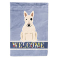 Bull Terrier White Welcome House Flag 28x40 Porch Sleeve Pole Decorative Outside Yard Banner Artwork Wall Hanging, Polyester