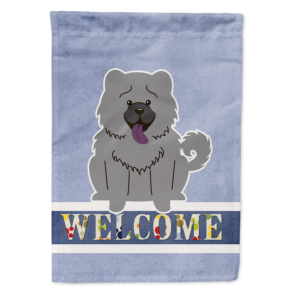 Chow Chow Blue Welcome House Flag 28x40 Porch Sleeve Pole Decorative Outside Yard Banner Artwork Wall Hanging, Polyester