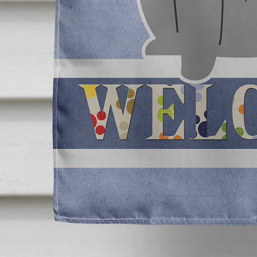 Chow Chow Blue Welcome House Flag 28x40 Porch Sleeve Pole Decorative Outside Yard Banner Artwork Wall Hanging, Polyester