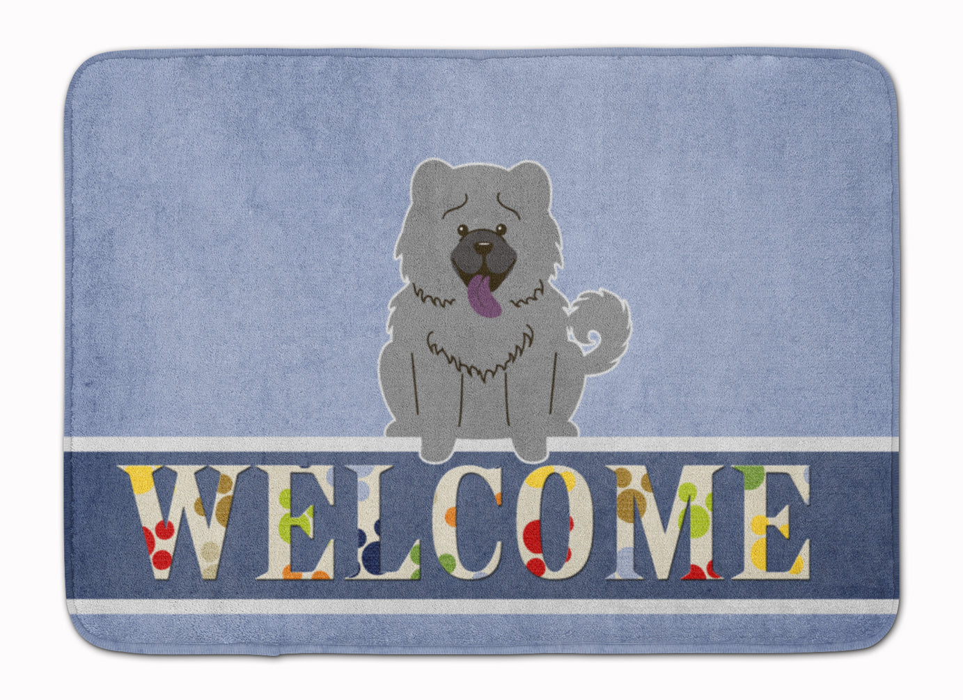 Chow Chow Blue Welcome Memory Foam Kitchen Mat Machine Washable Anti-Fatigue Cushion Comfort Bath or Kitchen Rug