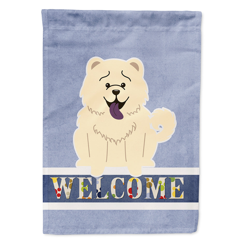 Chow Chow White Welcome House Flag 28x40 Porch Sleeve Pole Decorative Outside Yard Banner Artwork Wall Hanging, Polyester