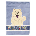 Chow Chow White Welcome House Flag 28x40 Porch Sleeve Pole Decorative Outside Yard Banner Artwork Wall Hanging, Polyester