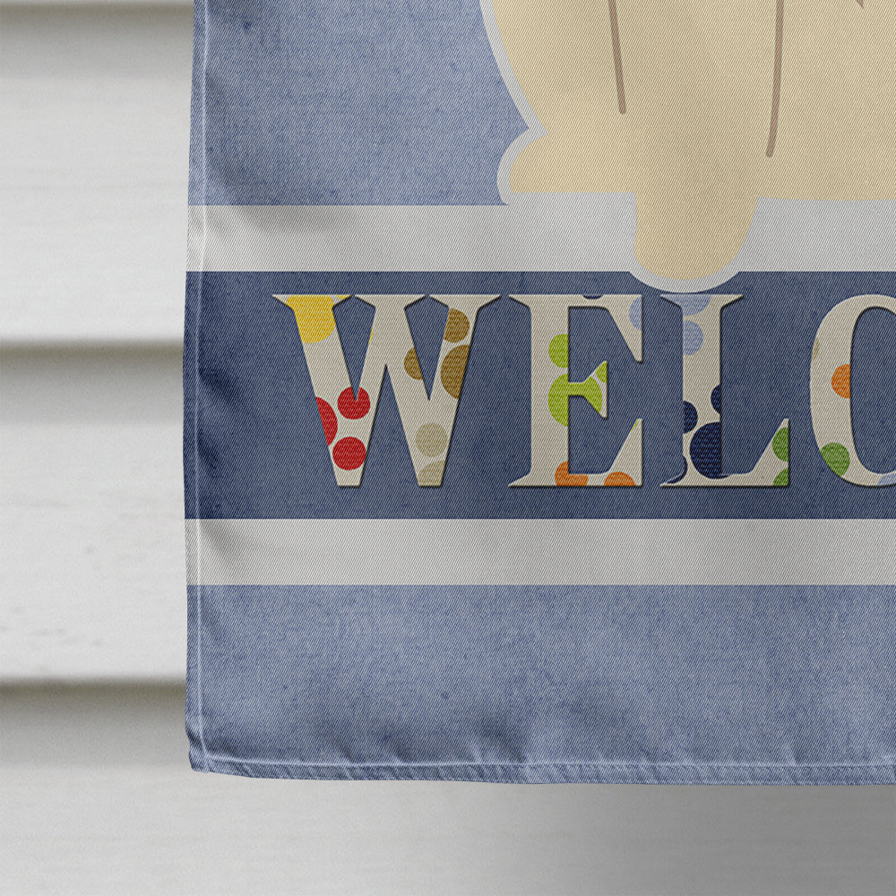 Chow Chow White Welcome House Flag 28x40 Porch Sleeve Pole Decorative Outside Yard Banner Artwork Wall Hanging, Polyester