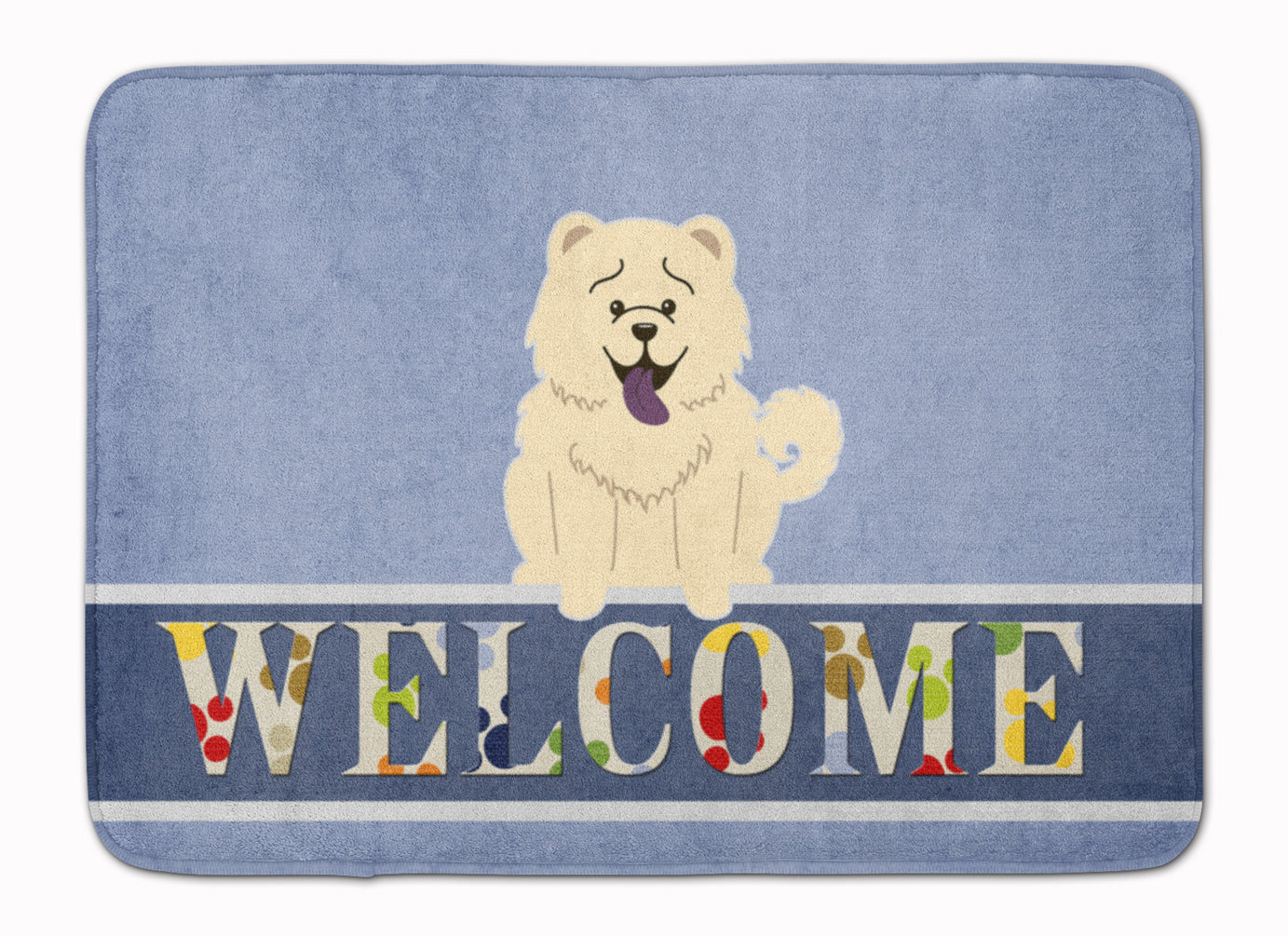 Chow Chow White Welcome Memory Foam Kitchen Mat Machine Washable Anti-Fatigue Cushion Comfort Bath or Kitchen Rug
