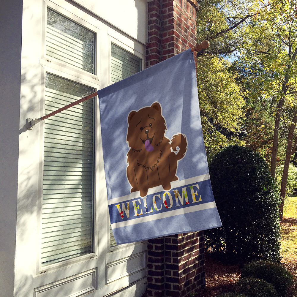 Chow Chow Chocolate Welcome House Flag 28x40 Porch Sleeve Pole Decorative Outside Yard Banner Artwork Wall Hanging, Polyester