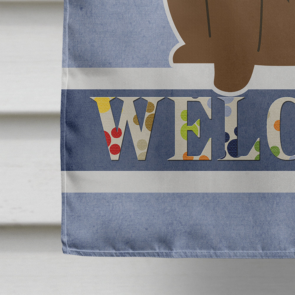 Chow Chow Chocolate Welcome House Flag 28x40 Porch Sleeve Pole Decorative Outside Yard Banner Artwork Wall Hanging, Polyester