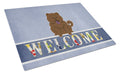 Chow Chow Chocolate Welcome Cutting Board Tempered Glass Kitchen Cutting Surface, Heat Resistant Chopping, Non-Slip Feet, Food Prep & Serving