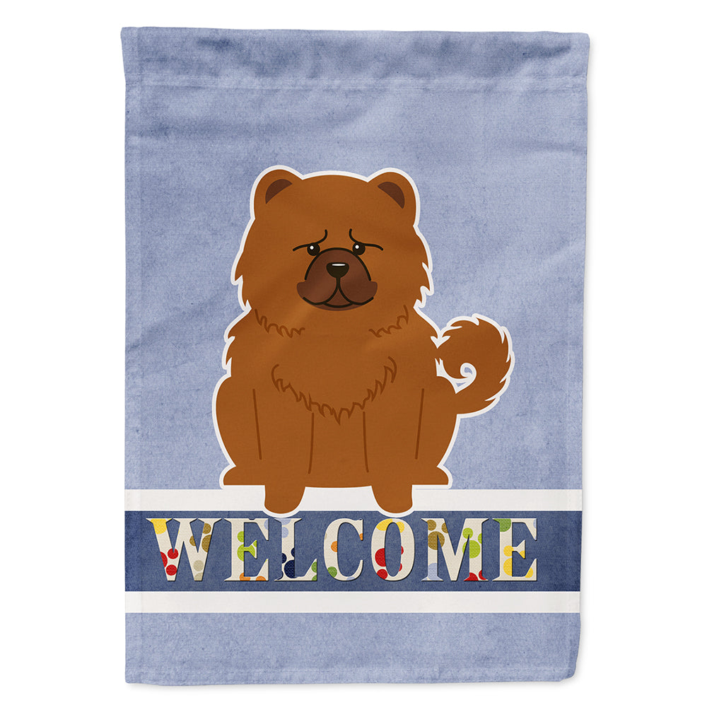 Chow Chow Red Welcome House Flag 28x40 Porch Sleeve Pole Decorative Outside Yard Banner Artwork Wall Hanging, Polyester
