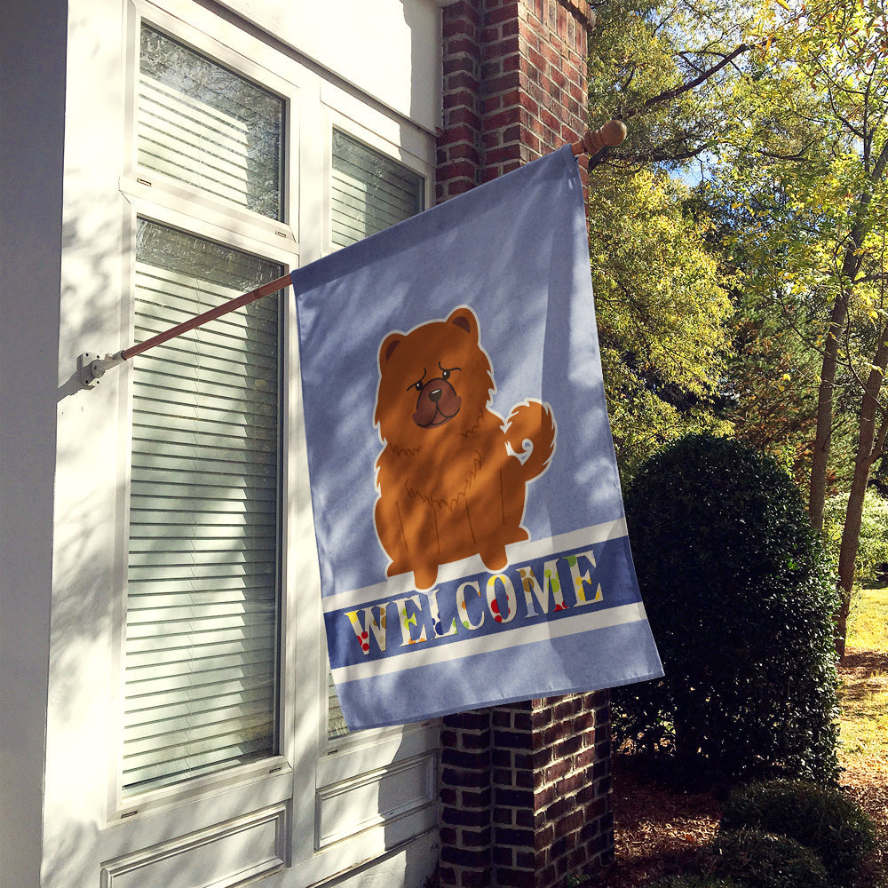 Chow Chow Red Welcome House Flag 28x40 Porch Sleeve Pole Decorative Outside Yard Banner Artwork Wall Hanging, Polyester