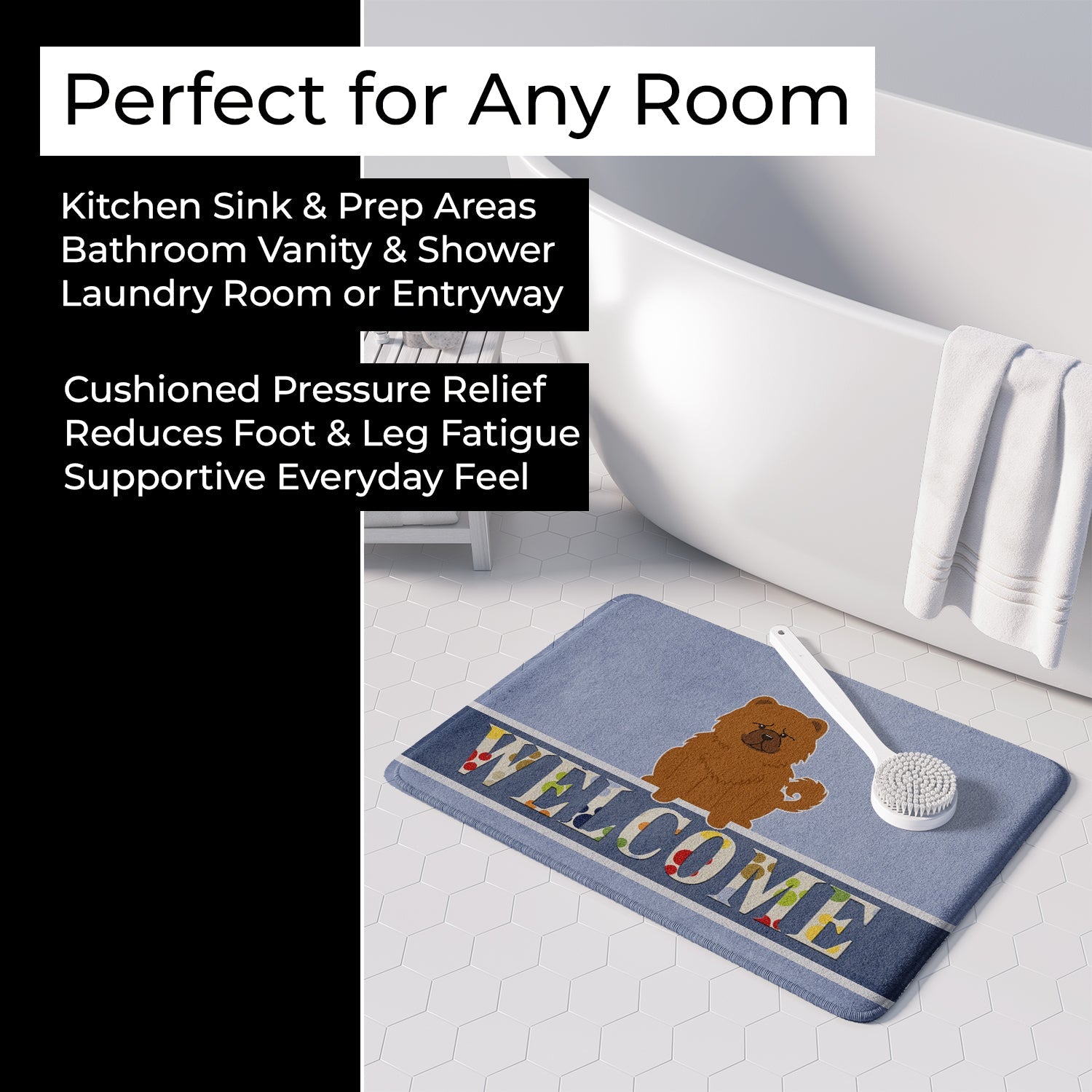 Chow Chow Red Welcome Memory Foam Kitchen Mat Machine Washable Anti-Fatigue Cushion Comfort Bath or Kitchen Rug
