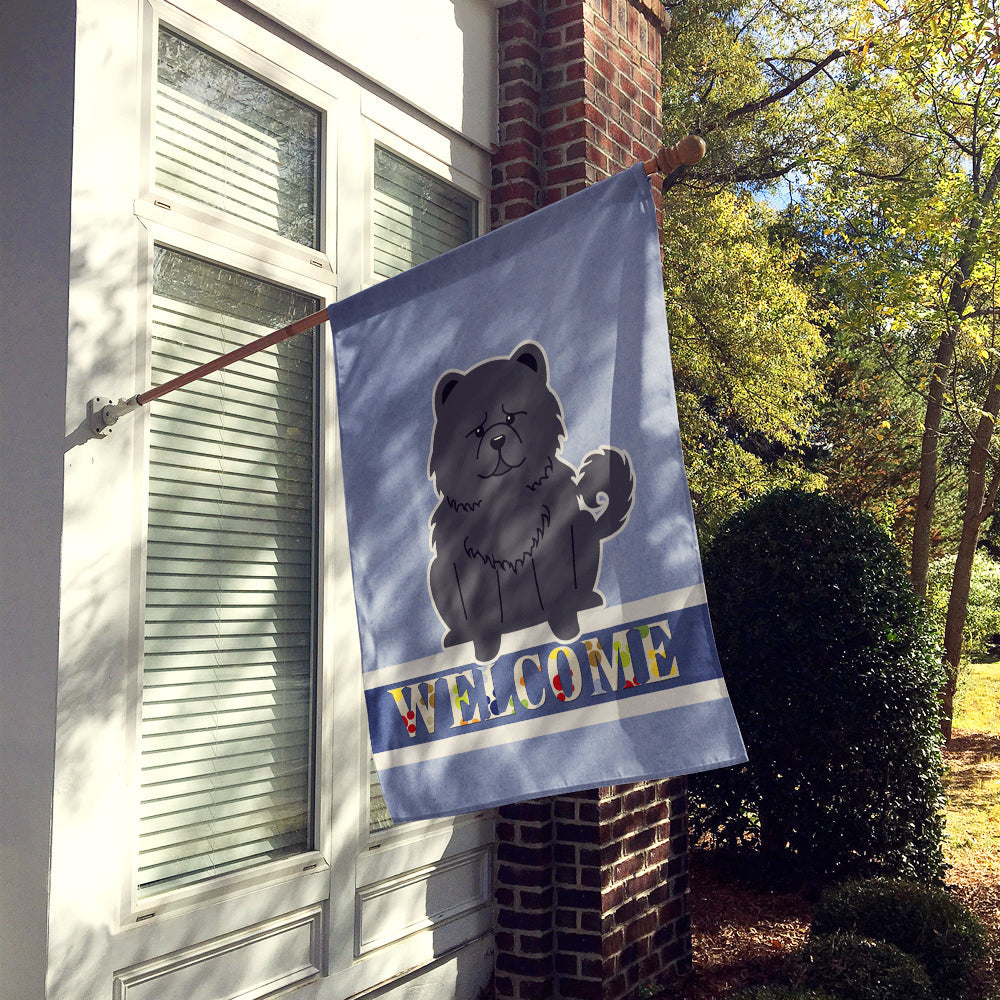 Chow Chow Black Welcome House Flag 28x40 Porch Sleeve Pole Decorative Outside Yard Banner Artwork Wall Hanging, Polyester