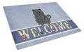 Chow Chow Black Welcome Cutting Board Tempered Glass Kitchen Cutting Surface, Heat Resistant Chopping, Non-Slip Feet, Food Prep & Serving