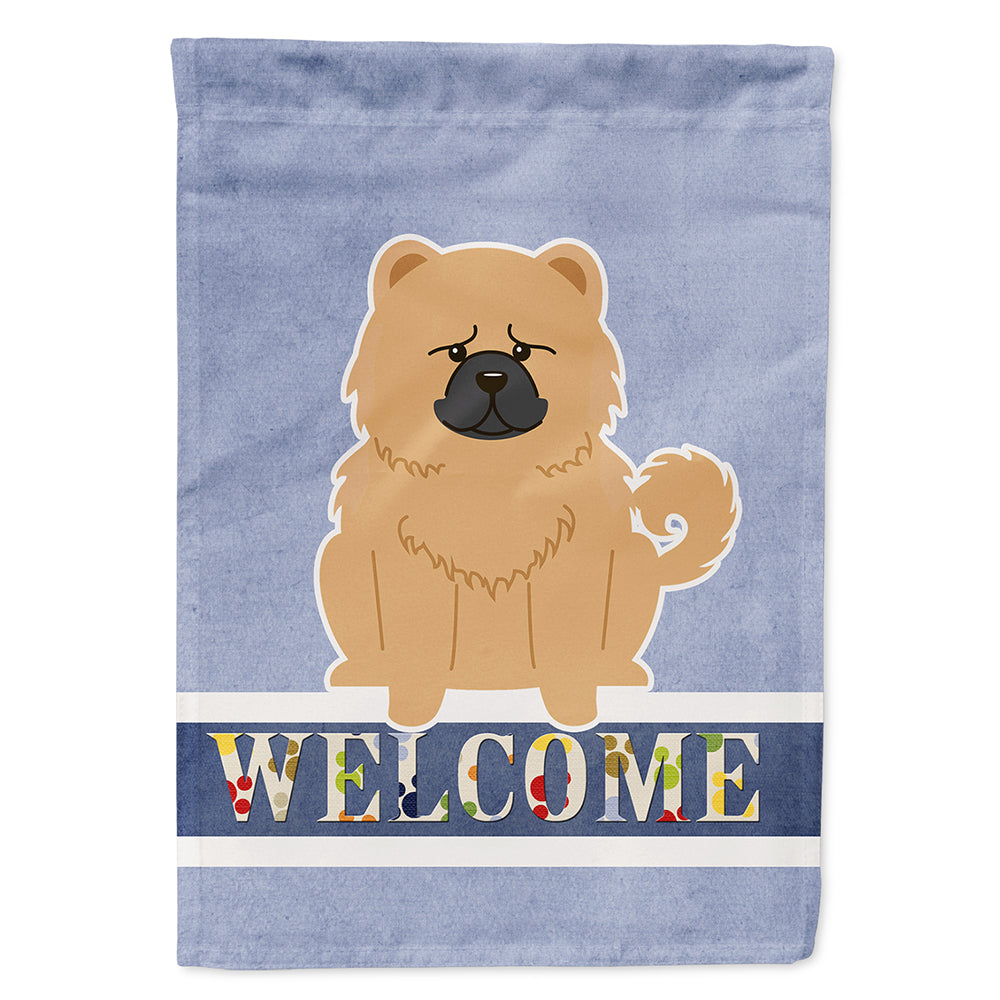 Chow Chow Cream Welcome House Flag 28x40 Porch Sleeve Pole Decorative Outside Yard Banner Artwork Wall Hanging, Polyester