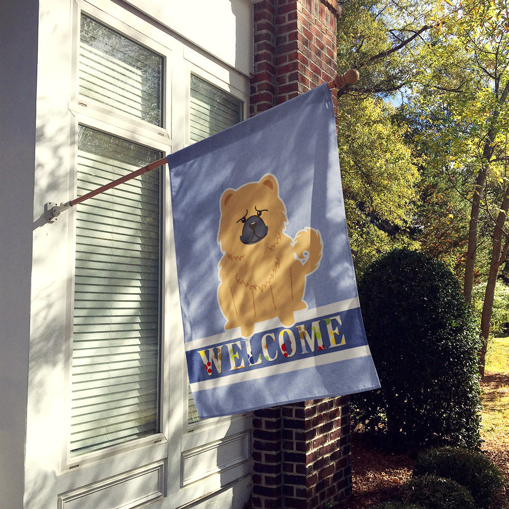 Chow Chow Cream Welcome House Flag 28x40 Porch Sleeve Pole Decorative Outside Yard Banner Artwork Wall Hanging, Polyester