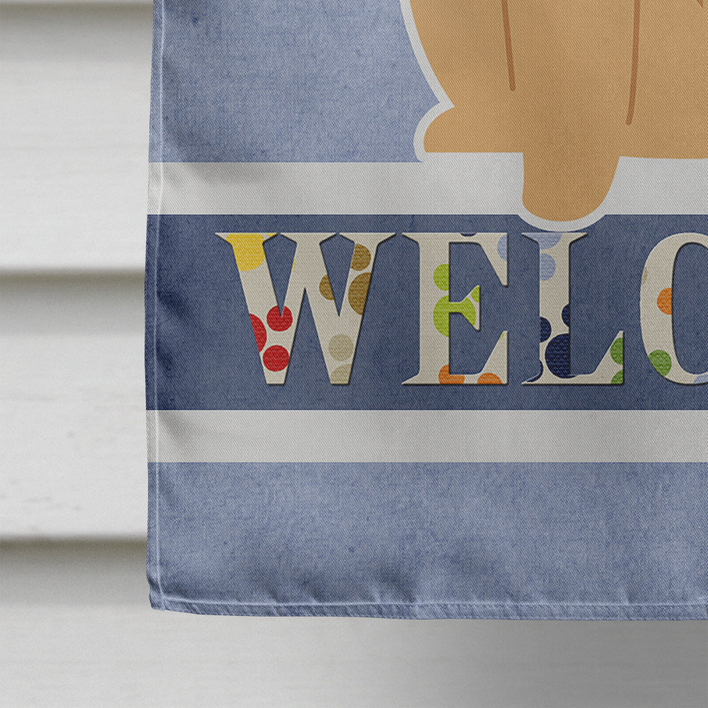 Chow Chow Cream Welcome House Flag 28x40 Porch Sleeve Pole Decorative Outside Yard Banner Artwork Wall Hanging, Polyester