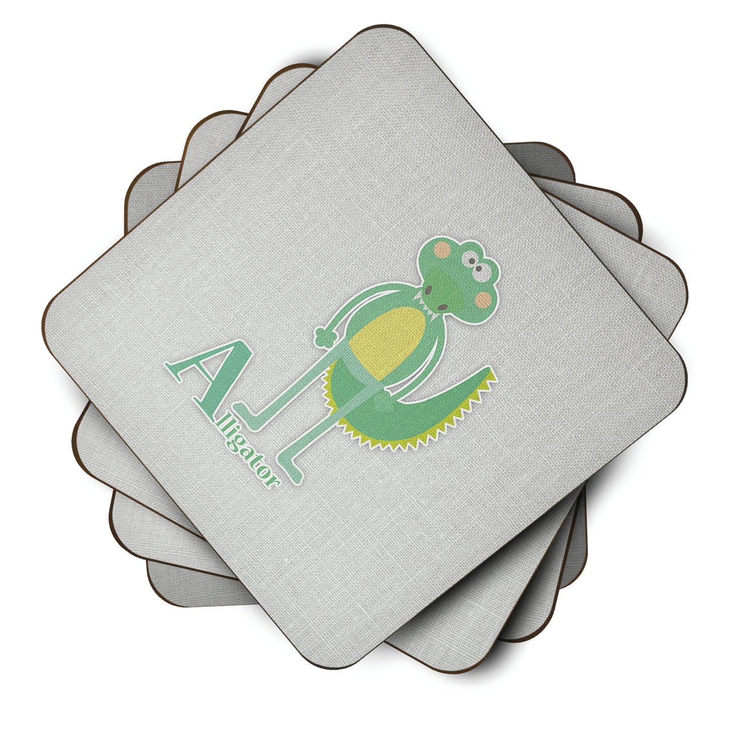 Alphabet A for Alligator Foam Coasters Set of 4 Cup Coasters for Indoor Outdoor, Tabletop Protection, Anti Slip, Mouse pad Material