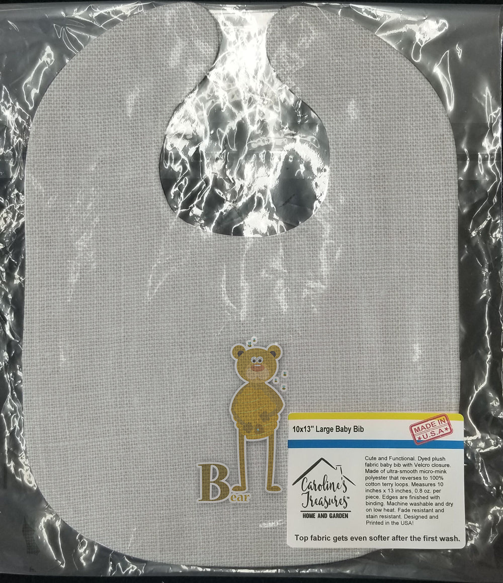 Alphabet B for Bear Baby Bib Easy-Clean Baby Bib Baby Feeding Accessory Baby Mealtime Essential, 10 x 13, Multicolor