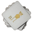 Alphabet B for Bear Foam Coasters Set of 4 Cup Coasters for Indoor Outdoor, Tabletop Protection, Anti Slip, Mouse pad Material