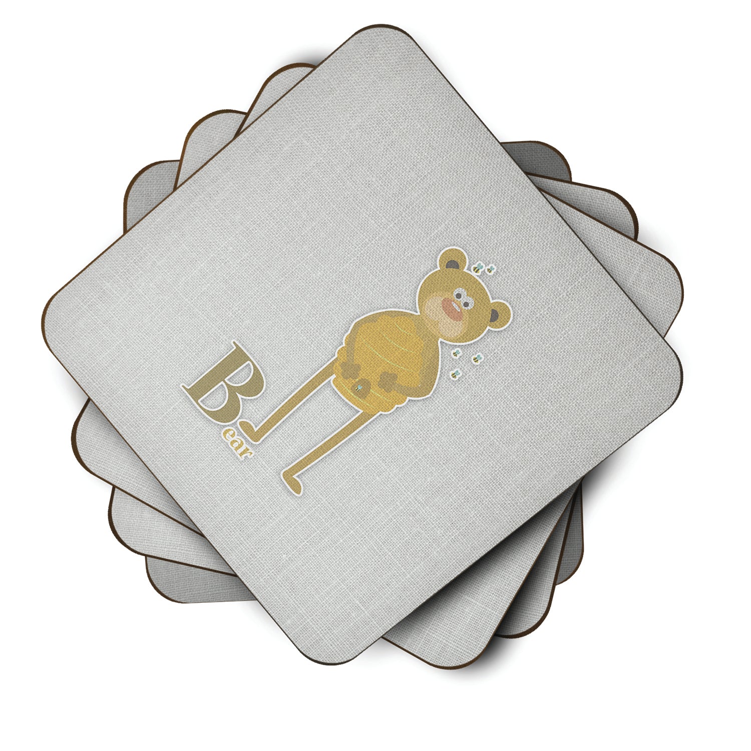 Alphabet B for Bear Foam Coasters Set of 4 Cup Coasters for Indoor Outdoor, Tabletop Protection, Anti Slip, Mouse pad Material