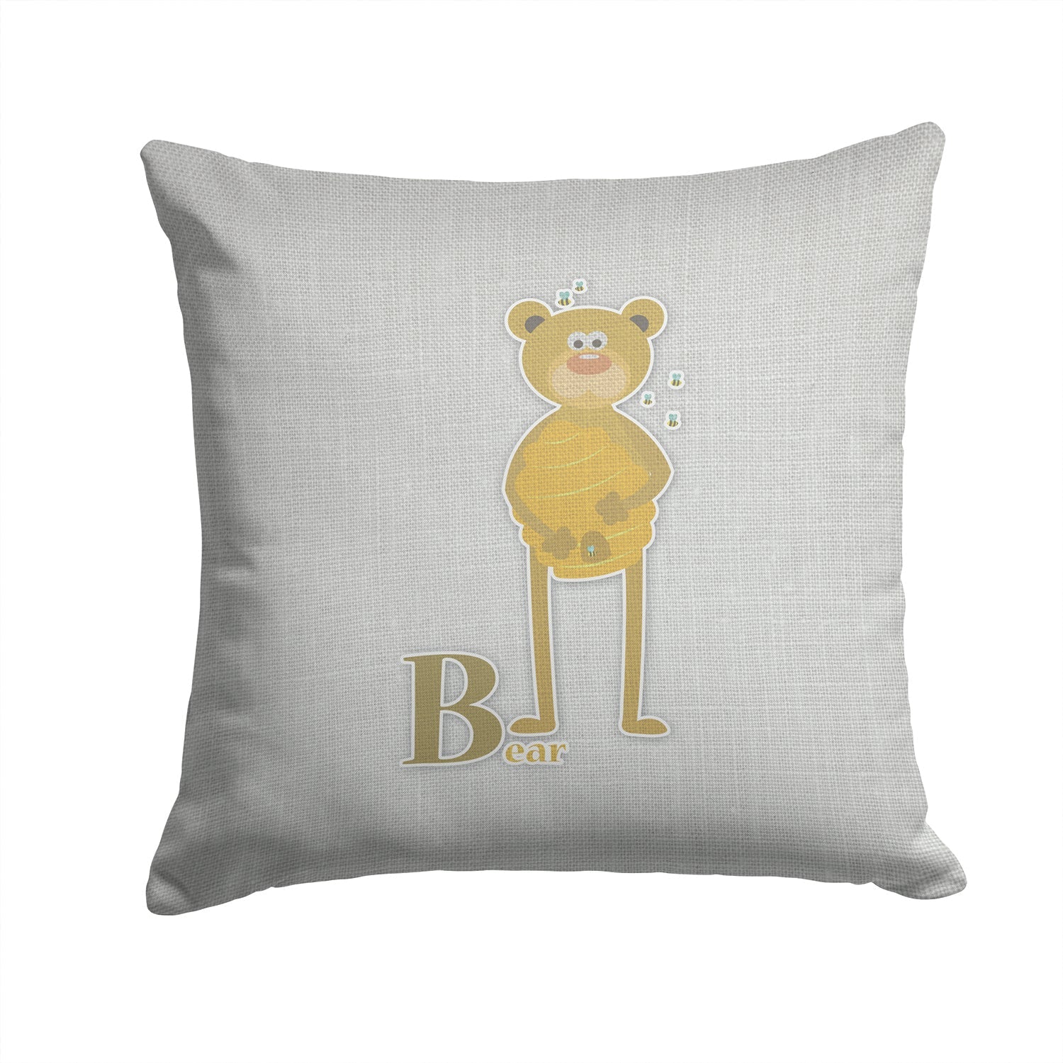 Alphabet B for Bear Decorative Throw Pillow 14x14 Indoor Outdoor Accent Cushion, Fabric Cover with Insert for Sofa, Bed, Porch & Living Room