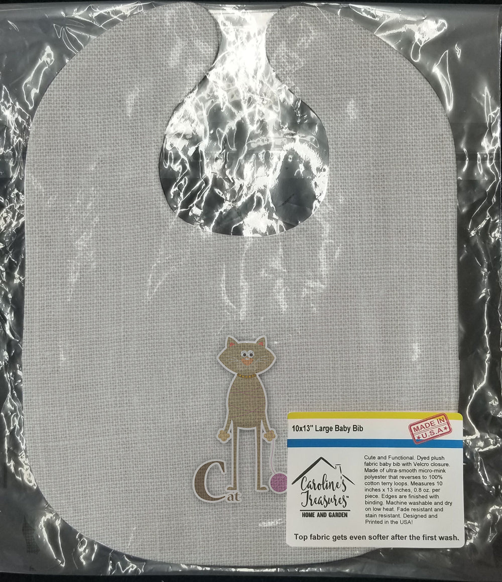 Alphabet C for Cat Baby Bib Easy-Clean Baby Bib Baby Feeding Accessory Baby Mealtime Essential, 10 x 13, Multicolor