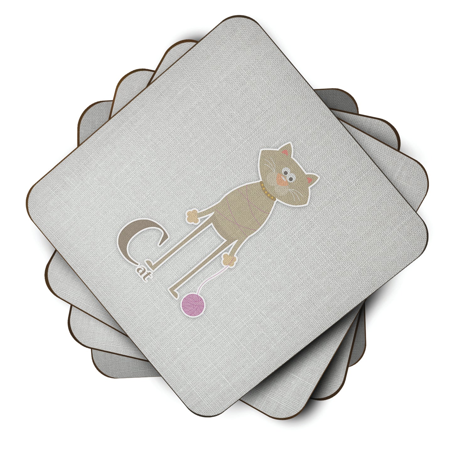 Alphabet C for Cat Foam Coasters Set of 4 Cup Coasters for Indoor Outdoor, Tabletop Protection, Anti Slip, Mouse pad Material