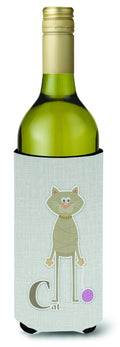 Alphabet C for Cat Wine Bottle Hugger Gift Sleeve for Standard 750 ml Bottles, Insulated Reusable Also Fits Mini Shot & Pint Bottles