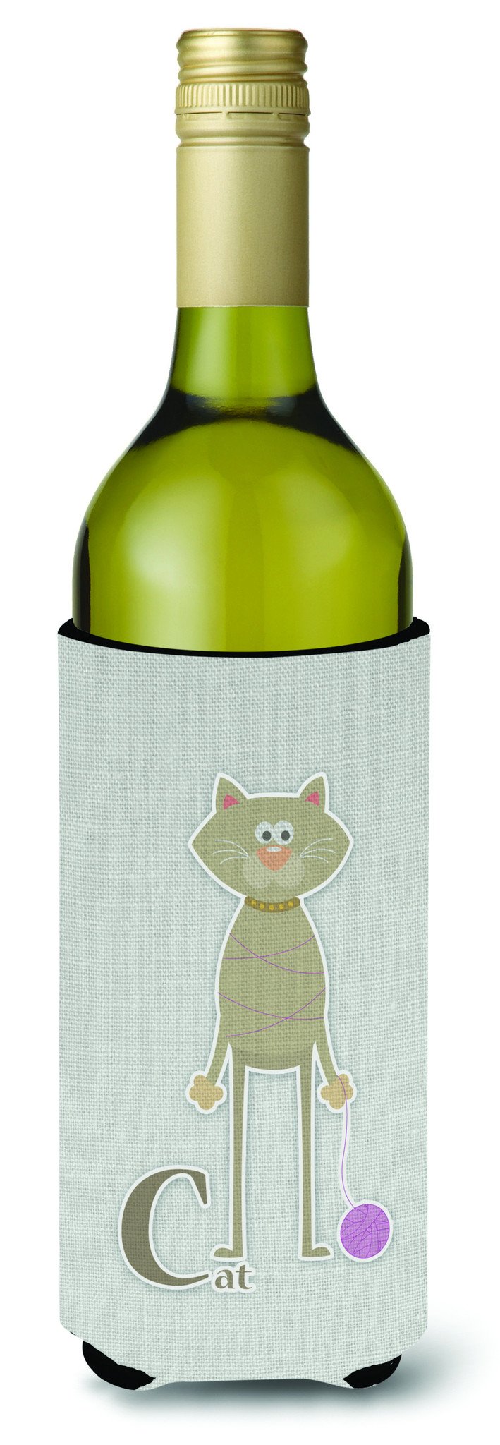 Alphabet C for Cat Wine Bottle Hugger Gift Sleeve for Standard 750 ml Bottles, Insulated Reusable Also Fits Mini Shot & Pint Bottles
