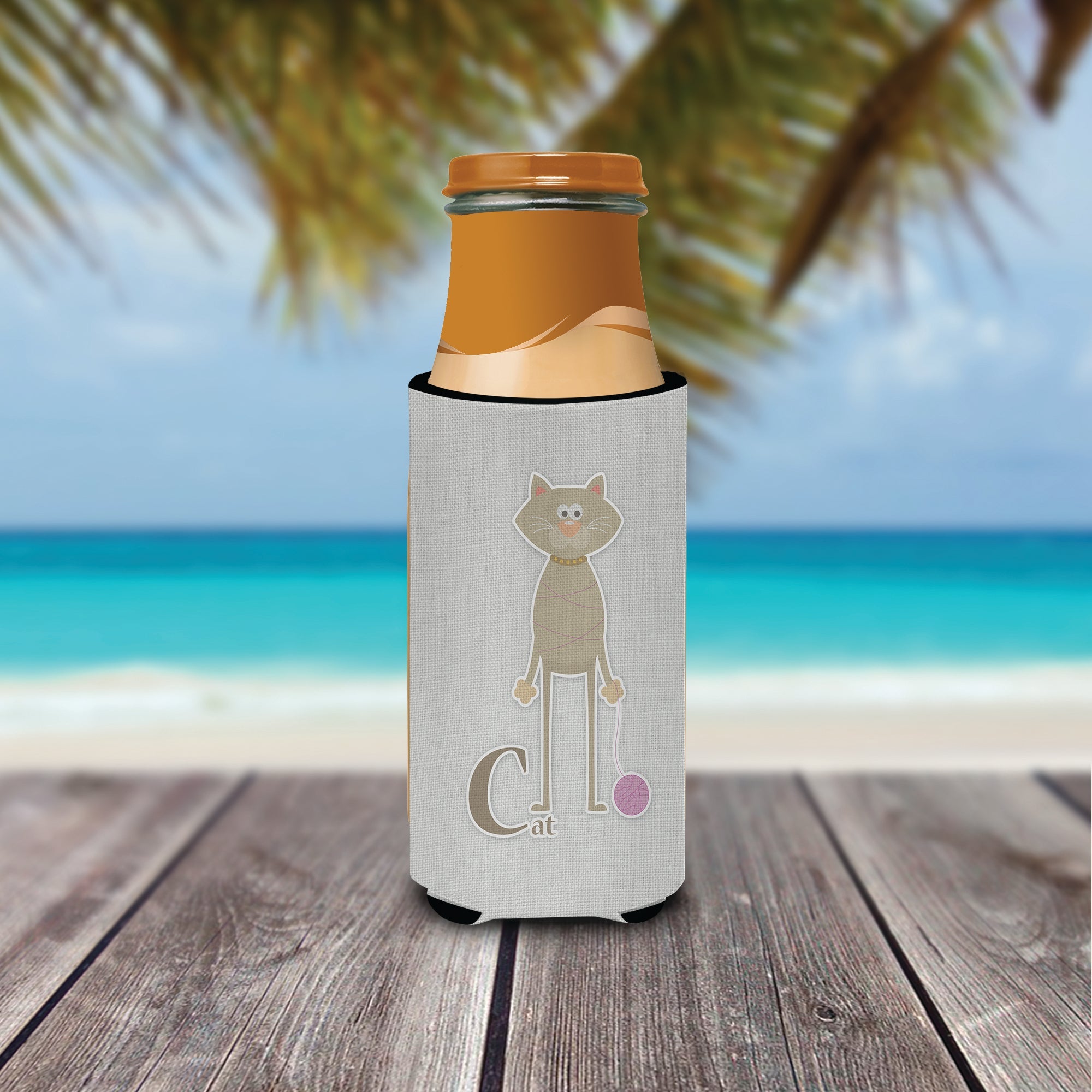 Alphabet C for Cat Slim Can Hugger , Insulated Foam Hugger for 12 oz Slim Cans, Beer Bottles & Water Bottles, Printed in USA