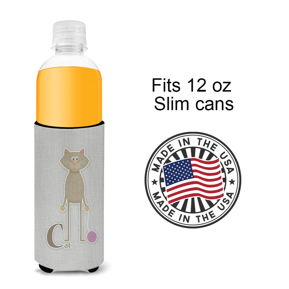 Alphabet C for Cat Slim Can Hugger , Insulated Foam Hugger for 12 oz Slim Cans, Beer Bottles & Water Bottles, Printed in USA