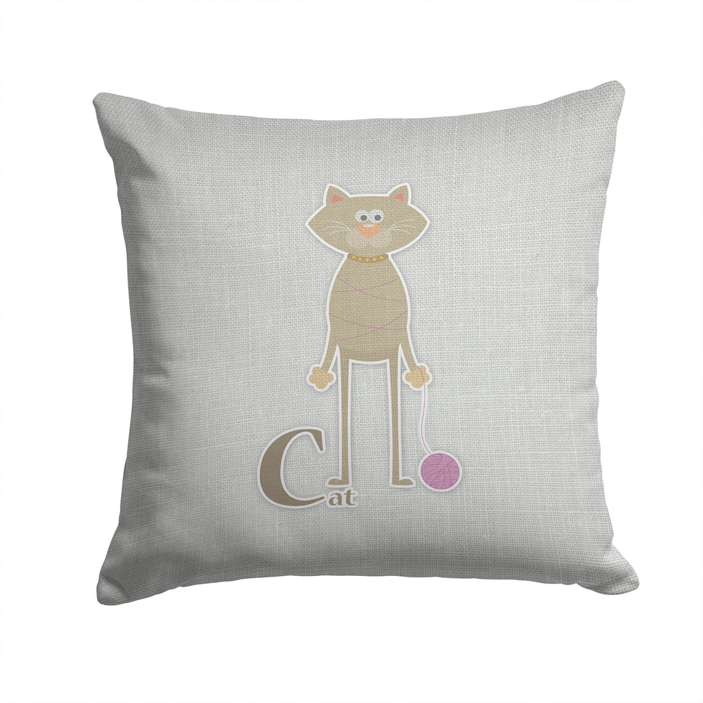 Alphabet C for Cat Decorative Throw Pillow 14x14 Indoor Outdoor Accent Cushion, Fabric Cover with Insert for Sofa, Bed, Porch & Living Room