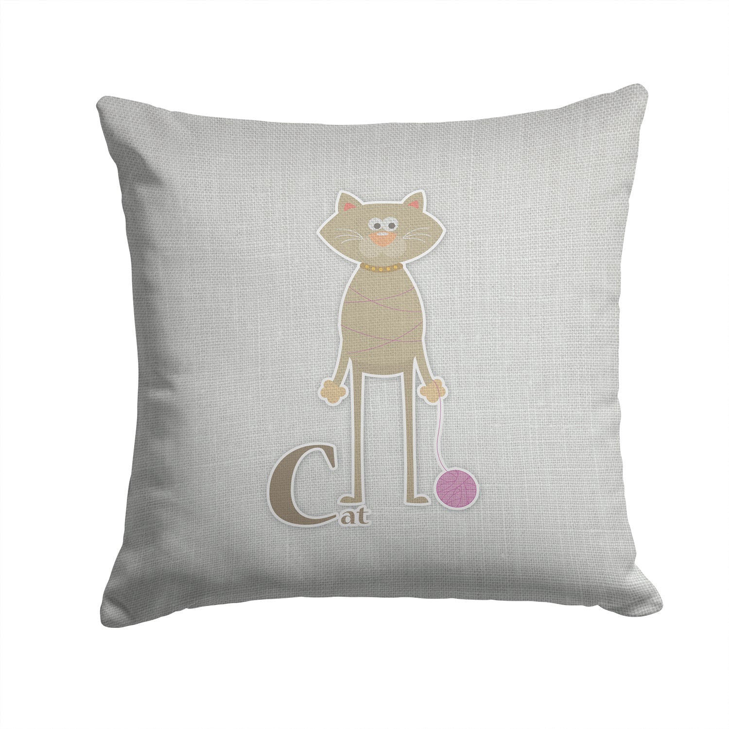 Alphabet C for Cat Decorative Throw Pillow 14x14 Indoor Outdoor Accent Cushion, Fabric Cover with Insert for Sofa, Bed, Porch & Living Room