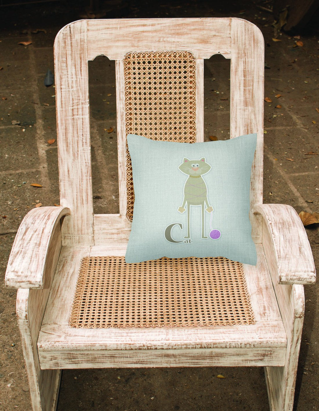 Alphabet C for Cat Decorative Throw Pillow 18x18 Indoor Outdoor Accent Cushion, Fabric Cover with Insert for Sofa, Bed, Porch & Living Room