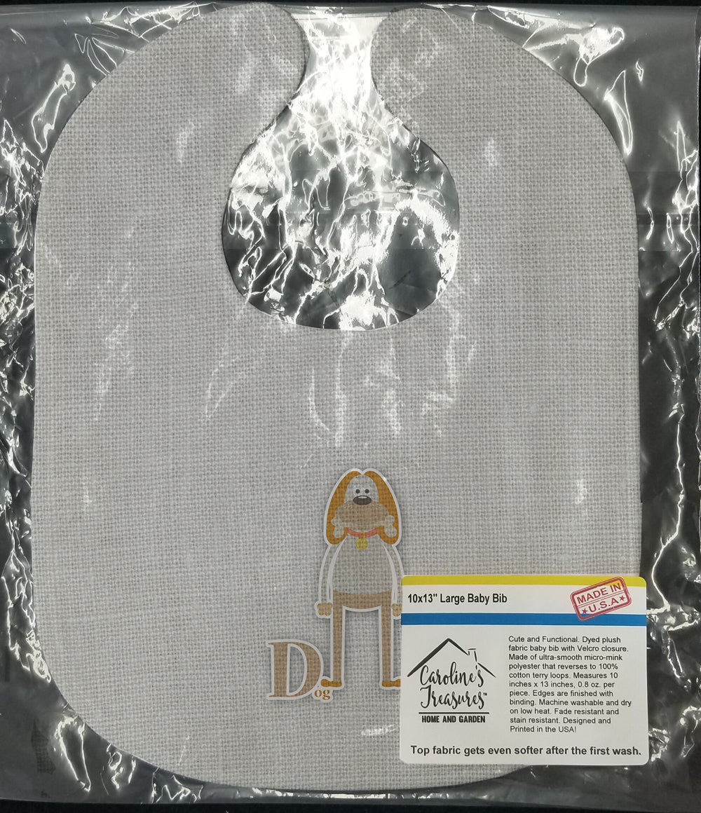 Alphabet D for Dog Baby Bib Easy-Clean Baby Bib Baby Feeding Accessory Baby Mealtime Essential, 10 x 13, Multicolor