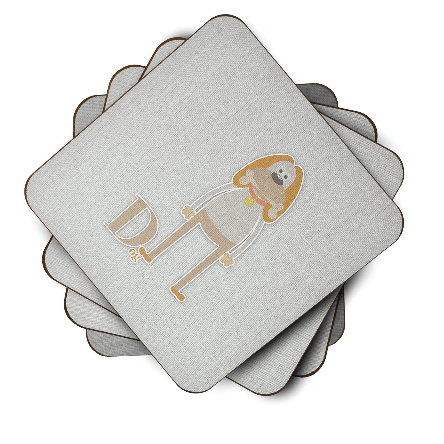 Alphabet D for Dog Foam Coasters Set of 4 Cup Coasters for Indoor Outdoor, Tabletop Protection, Anti Slip, Mouse pad Material