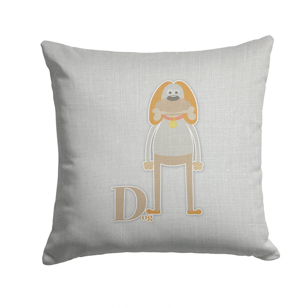 Alphabet D for Dog Decorative Throw Pillow 14x14 Indoor Outdoor Accent Cushion, Fabric Cover with Insert for Sofa, Bed, Porch & Living Room