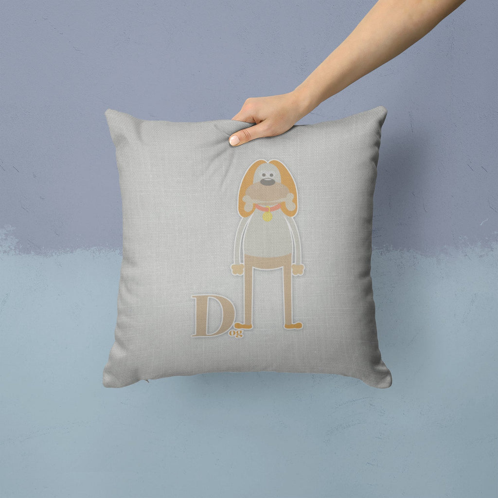 Alphabet D for Dog Decorative Throw Pillow 14x14 Indoor Outdoor Accent Cushion, Fabric Cover with Insert for Sofa, Bed, Porch & Living Room