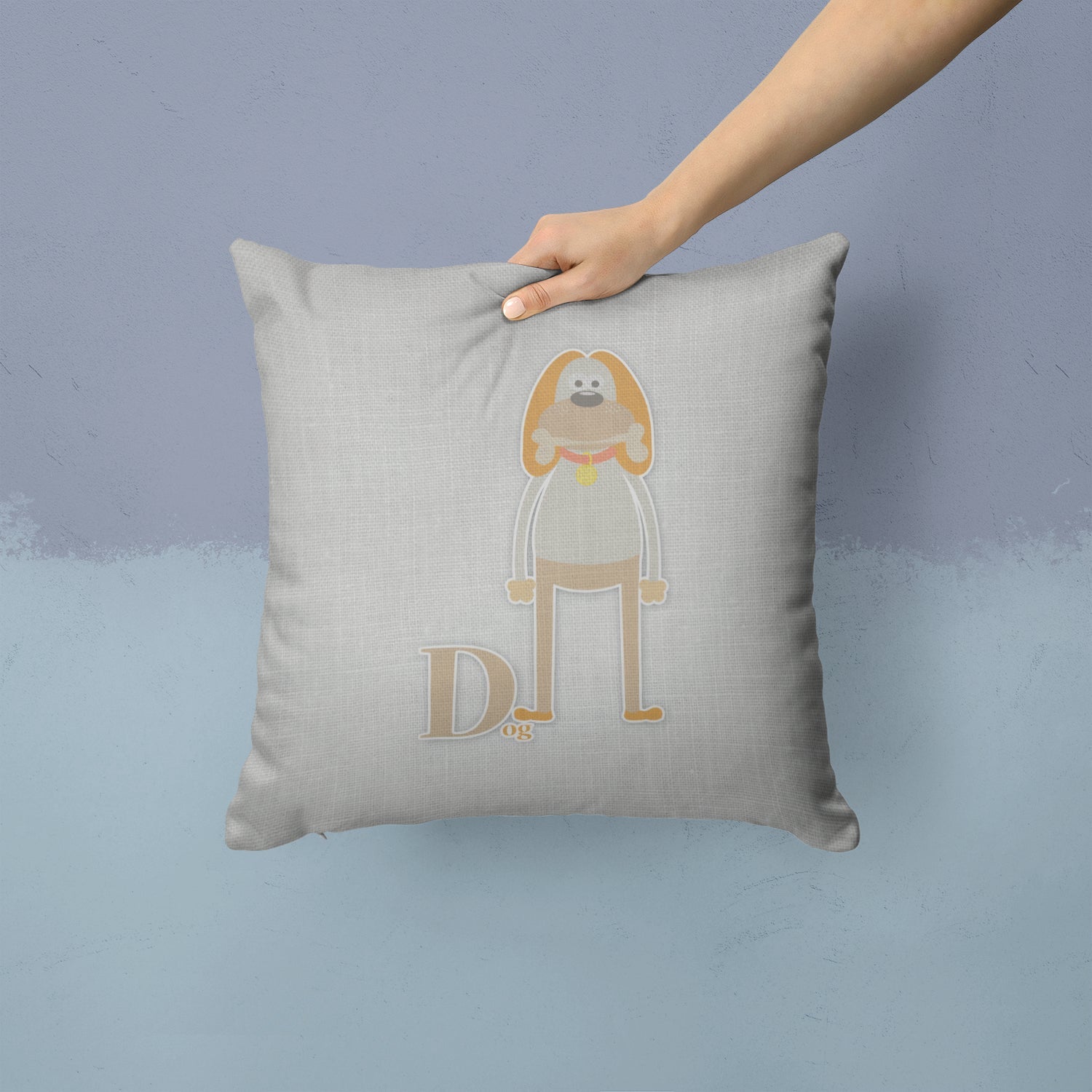 Alphabet D for Dog Decorative Throw Pillow 14x14 Indoor Outdoor Accent Cushion, Fabric Cover with Insert for Sofa, Bed, Porch & Living Room