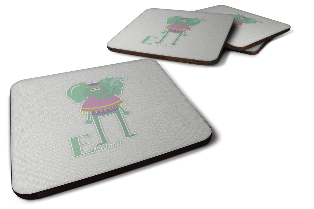 Alphabet E for Elephant Foam Coasters Set of 4 Cup Coasters for Indoor Outdoor, Tabletop Protection, Anti Slip, Mouse pad Material