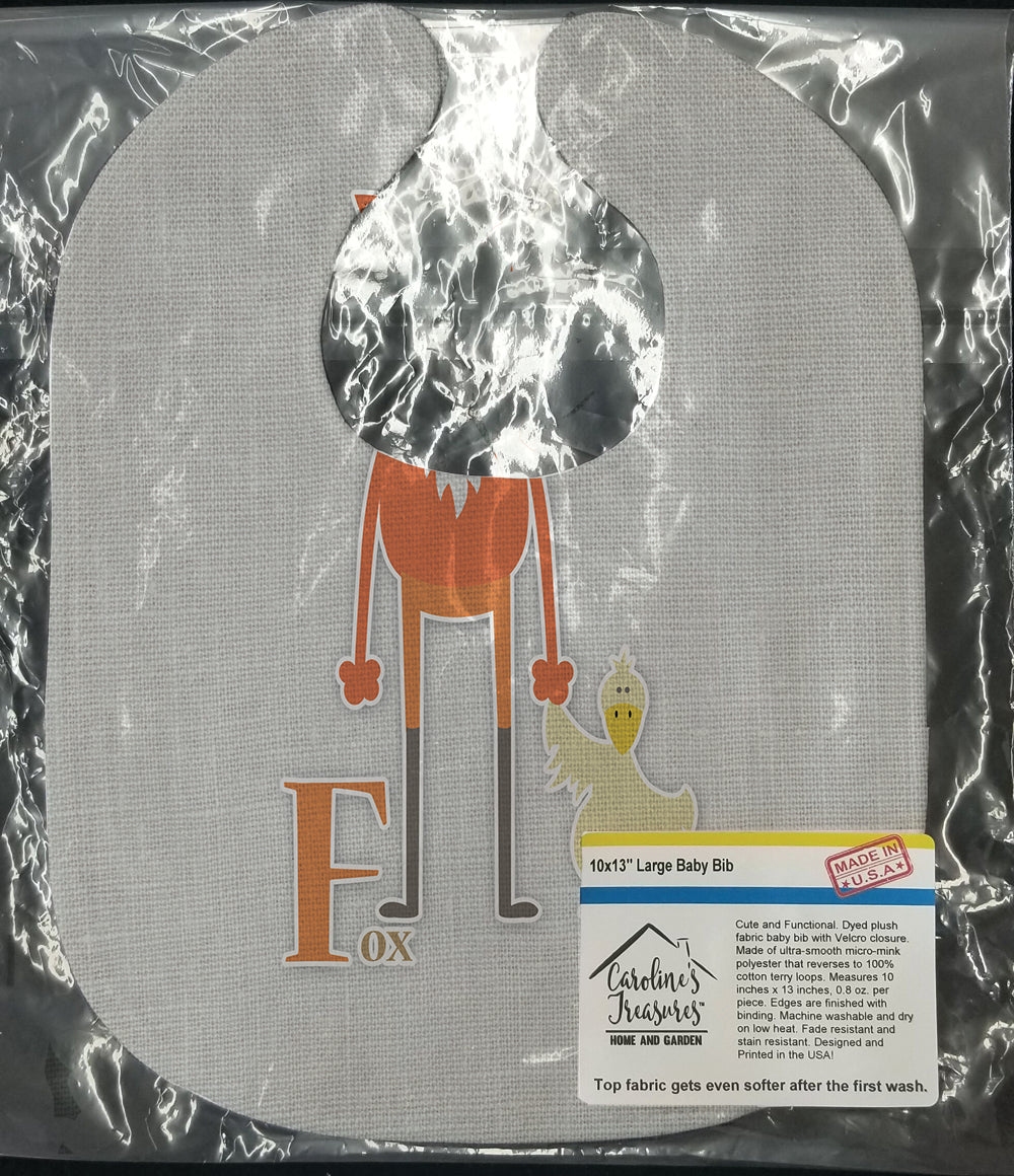 Alphabet F for Fox Baby Bib Easy-Clean Baby Bib Baby Feeding Accessory Baby Mealtime Essential, 10 x 13, Multicolor