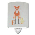 Alphabet F for Fox Ceramic Night Light Compact, UL-Certified, Ideal for Bedroom, Bathroom, Nursery, Hallway, Kitchen, 6x4x3, Multicolor