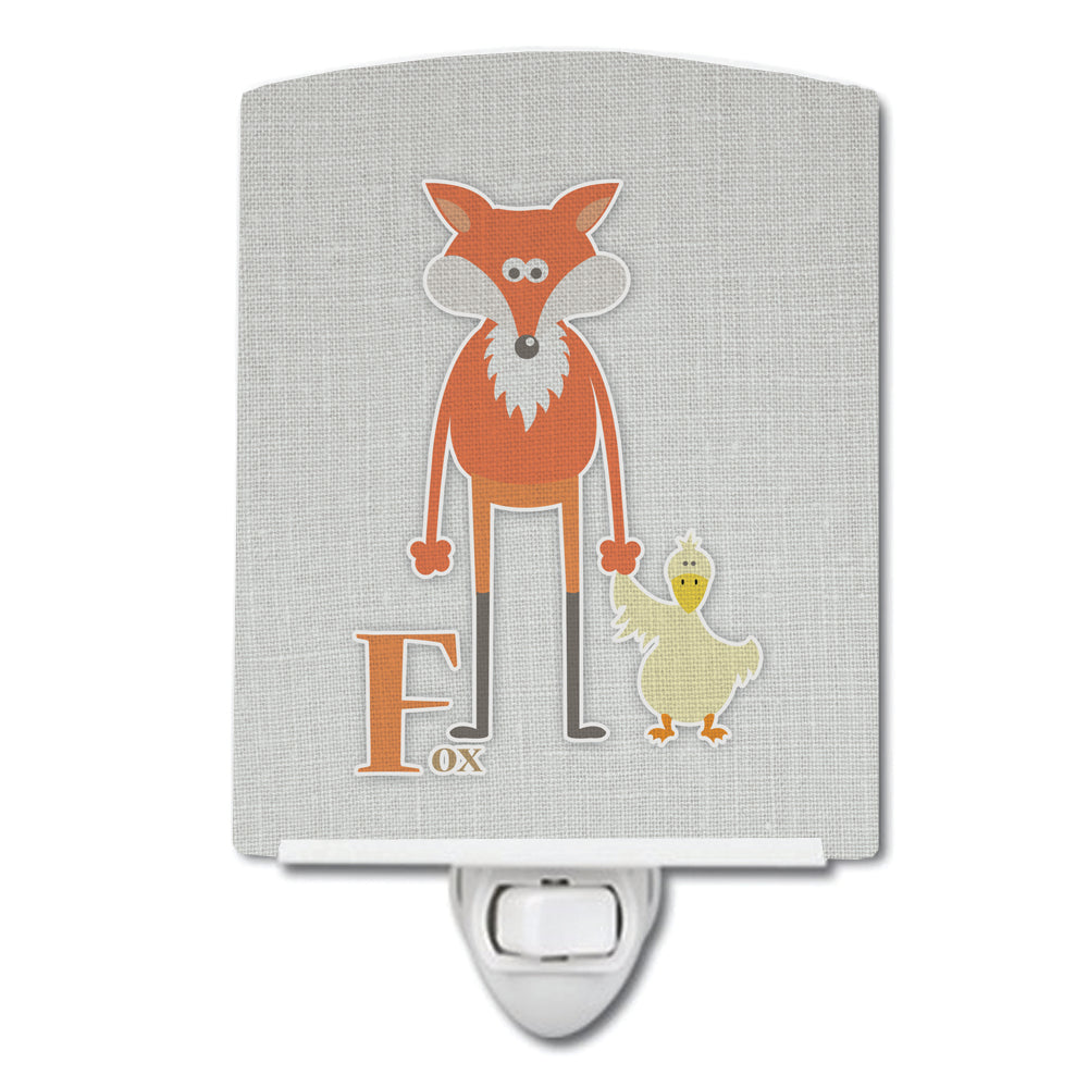 Alphabet F for Fox Ceramic Night Light Compact, UL-Certified, Ideal for Bedroom, Bathroom, Nursery, Hallway, Kitchen, 6x4x3, Multicolor