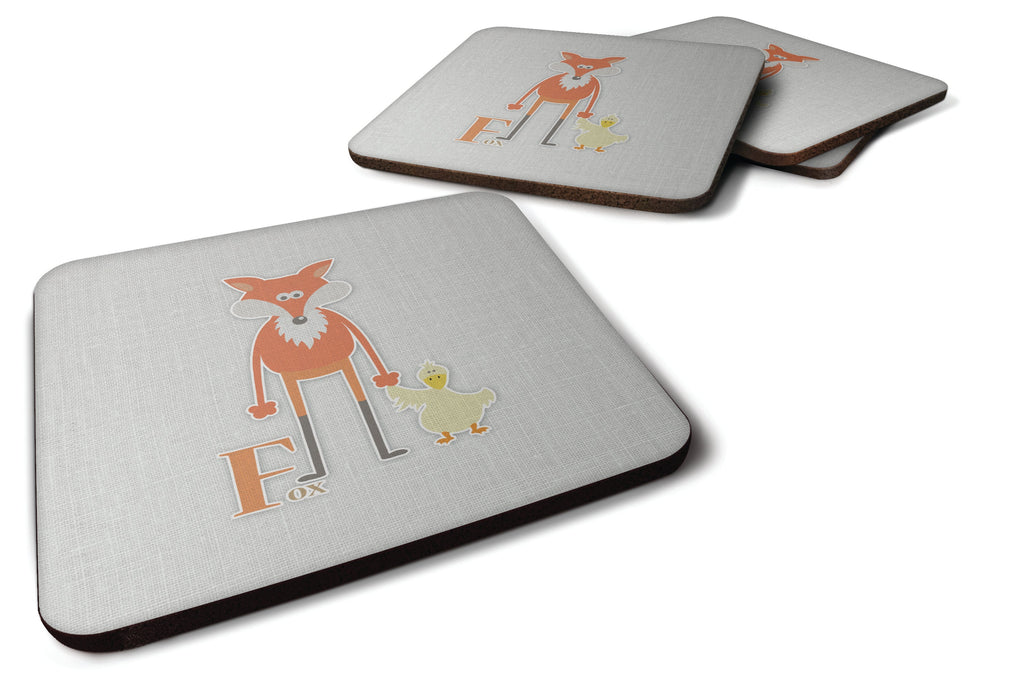 Alphabet F for Fox Foam Coasters Set of 4 Cup Coasters for Indoor Outdoor, Tabletop Protection, Anti Slip, Mouse pad Material