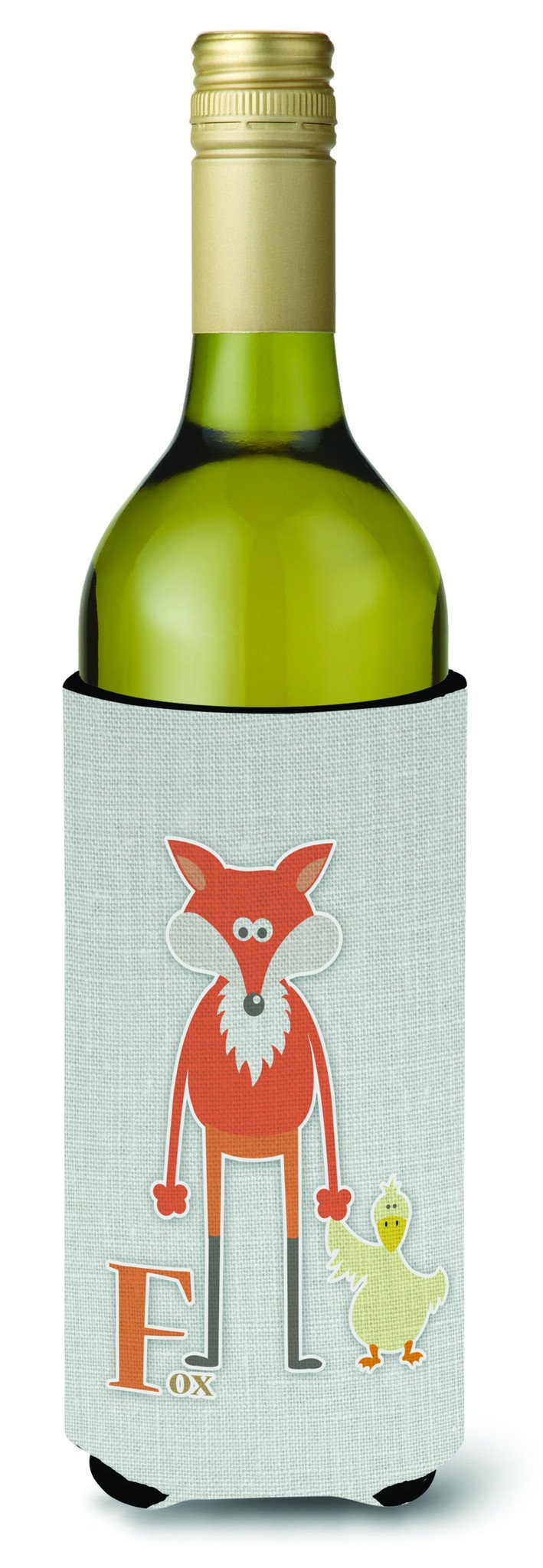 Alphabet F for Fox Wine Bottle Hugger Gift Sleeve for Standard 750 ml Bottles, Insulated Reusable Also Fits Mini Shot & Pint Bottles