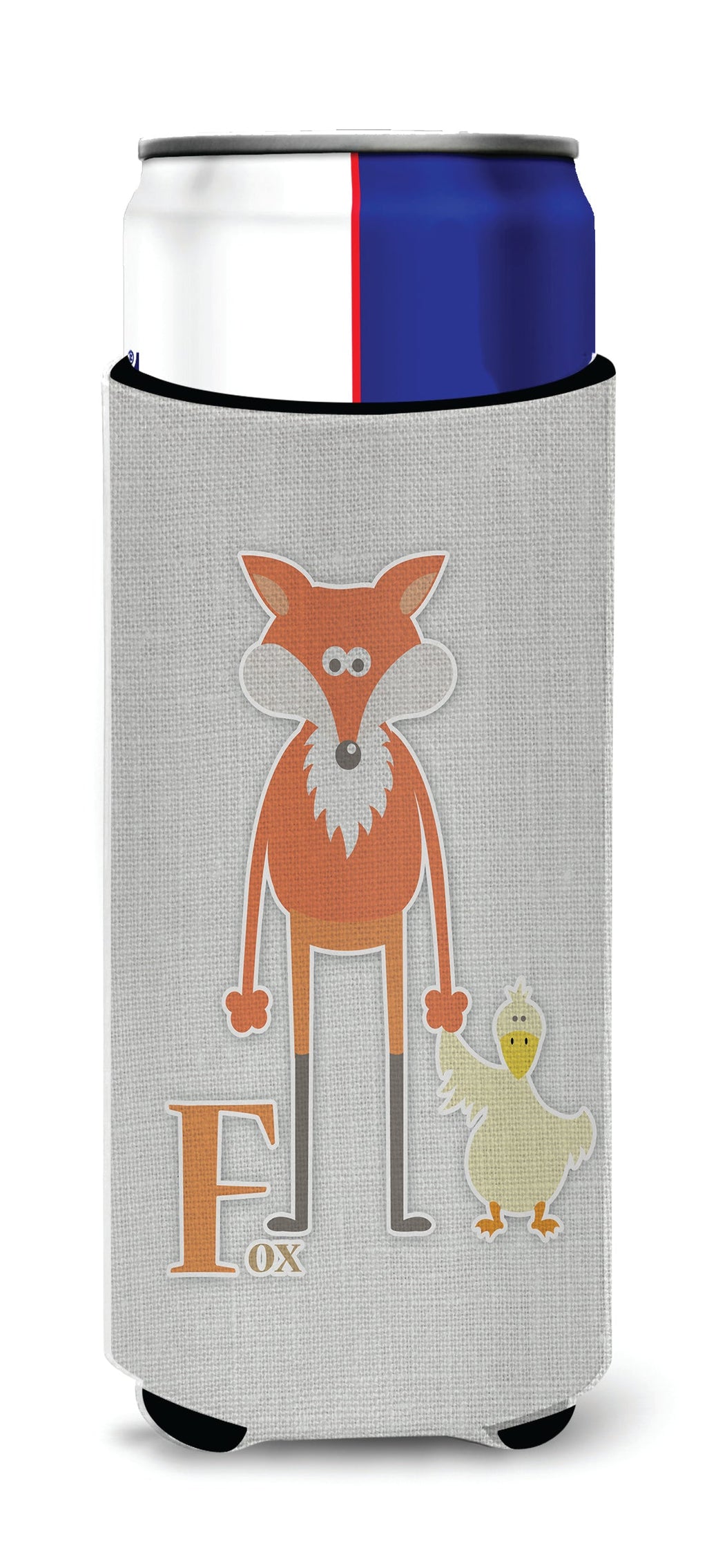 Alphabet F for Fox Slim Can Hugger , Insulated Foam Hugger for 12 oz Slim Cans, Beer Bottles & Water Bottles, Printed in USA