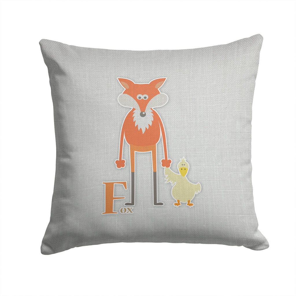 Alphabet F for Fox Decorative Throw Pillow 14x14 Indoor Outdoor Accent Cushion, Fabric Cover with Insert for Sofa, Bed, Porch & Living Room