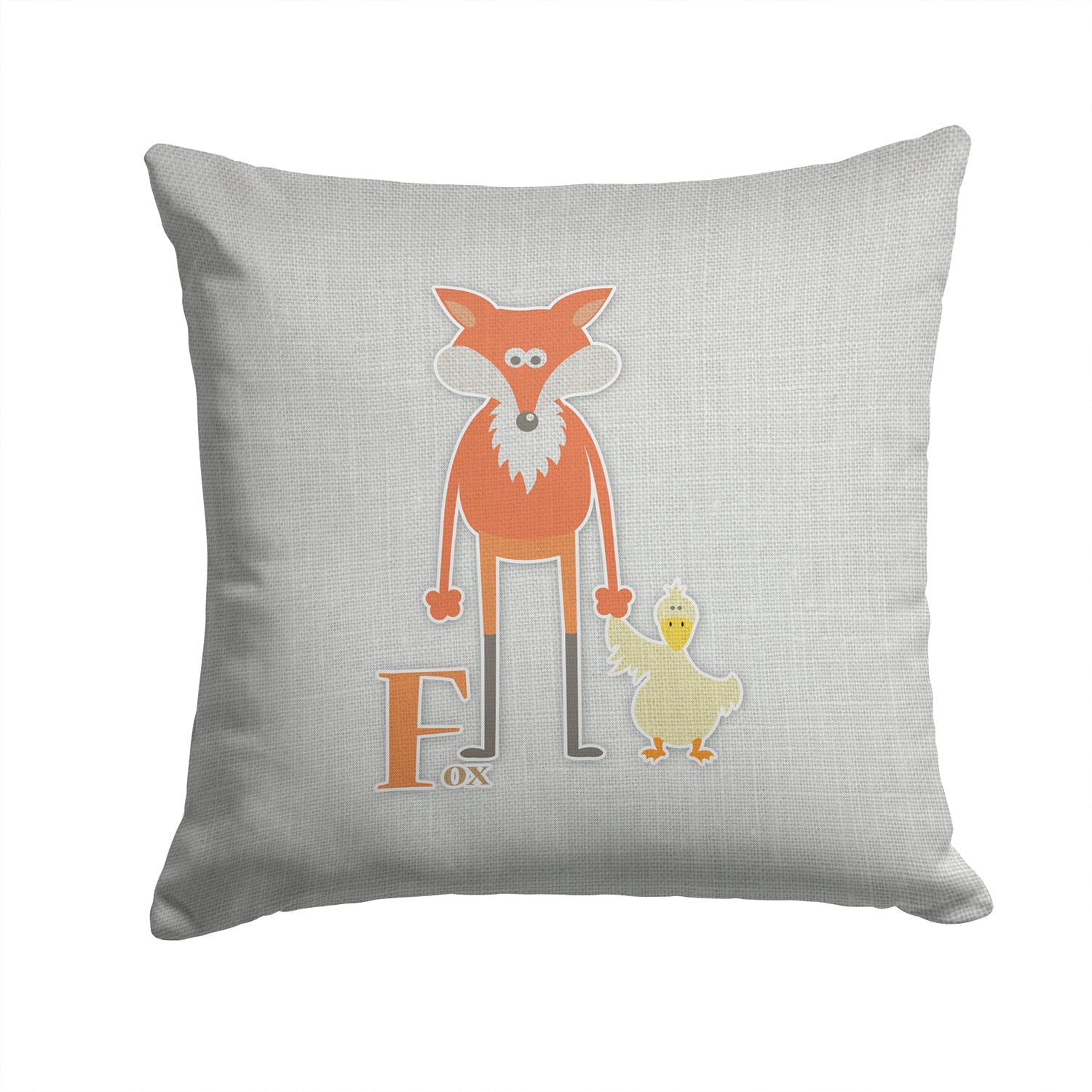 Alphabet F for Fox Decorative Throw Pillow 14x14 Indoor Outdoor Accent Cushion, Fabric Cover with Insert for Sofa, Bed, Porch & Living Room
