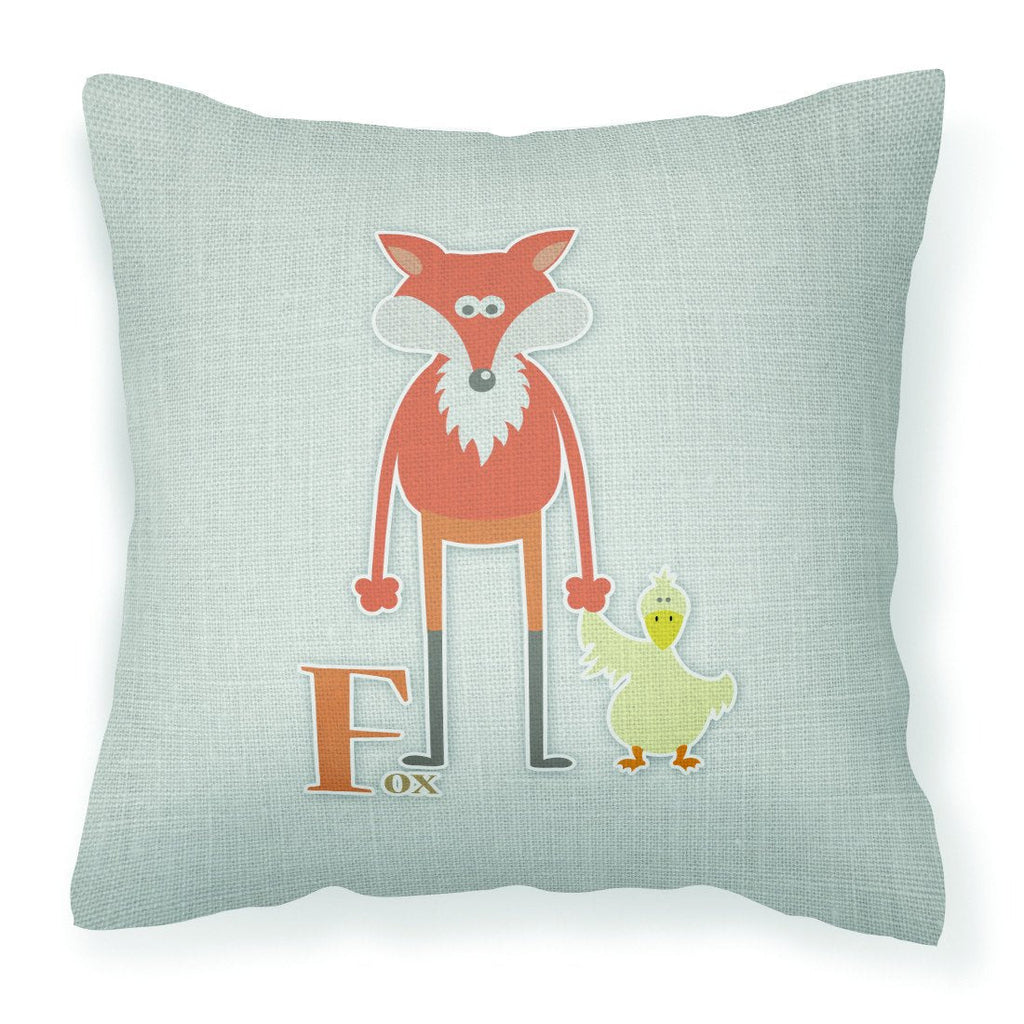 Alphabet F for Fox Decorative Throw Pillow 18x18 Indoor Outdoor Accent Cushion, Fabric Cover with Insert for Sofa, Bed, Porch & Living Room